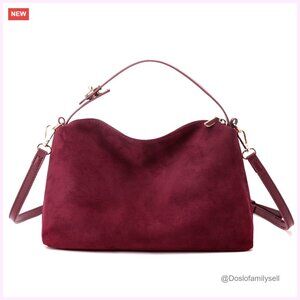 Suede Slouchy Hobo Crossbody Bag with Adjustable Strap